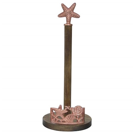 Nu Steel NuSteel TG-KPTH-01C Wooden Kitchen Paper Towel Holder with Burnt Wood & Copper TG-KPTH-01C